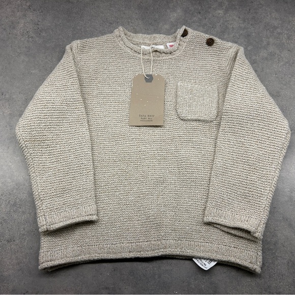 Boys Beige Sweater with Button Detail - Picture 1 of 7